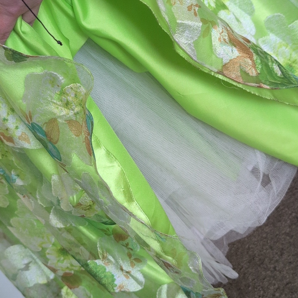 Blush Prom Green Floral Strapless Prom Gown - Picture 4 of 12